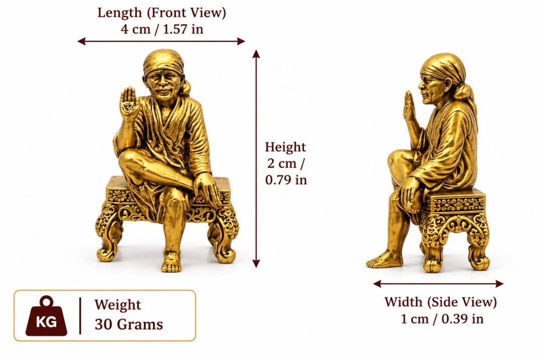 Brass Sai Baba Statue for Home Mandir – Antique Finish Shirdi Sai Baba Idol for Pooja Room and Gifting